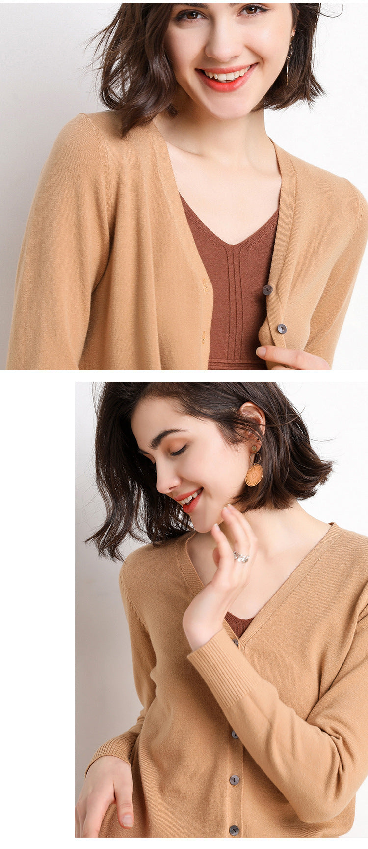 2023 Spring and Autumn New Women's Korean Style Short Fashion Knitted Cardigan Sweater Women's Solid Color Easiest for Match Temperament Jacket