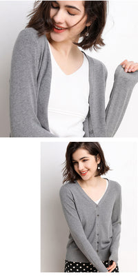2023 Spring and Autumn New Women's Korean Style Short Fashion Knitted Cardigan Sweater Women's Solid Color Easiest for Match Temperament Jacket
