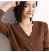 2023 Spring and Autumn New Women's Korean Style Short Fashion Knitted Cardigan Sweater Women's Solid Color Easiest for Match Temperament Jacket