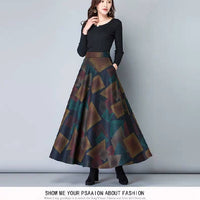 Woolen Skirt Amazon New Women's High Waist Pendant Long Skirt Women's Tight Waist Slim A- line Skirt Large Swing Skirt