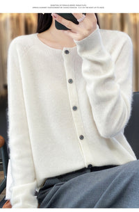 Trendy Knitted Cardigan for Women, Spring and Autumn New Style, Simple Versatile Loose Slimming Soft Round Neck Sweater Jacket