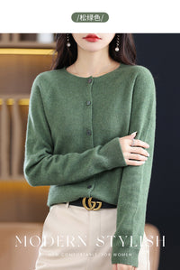 Round Neck Knitted Cardigan for Women, Osmanthus Needle Imitation Outwear Sweater for Women, Loose Spring & Fall Outer Cardigan Sweater Bottoming Shirt