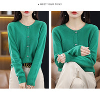 Round Neck Knitted Cardigan for Women, Osmanthus Needle Imitation Outwear Sweater for Women, Loose Spring & Fall Outer Cardigan Sweater Bottoming Shirt