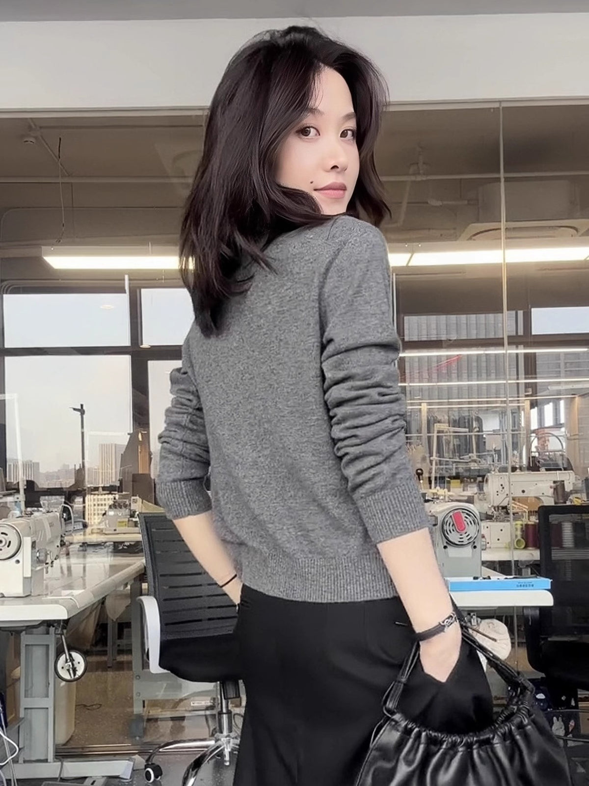 Fashionable All-match Autumn New Single-breasted Casual Cardigan Women's Loose Slimming Long-sleeved Knitted Jacket