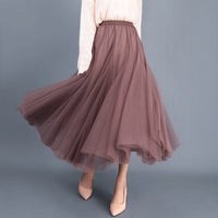 New Long Veil Skirt Oversized Puff Mesh Skirt Women's Spring and Summer High Waist Slim-Fit Pleated A- Line Fairy Skirt
