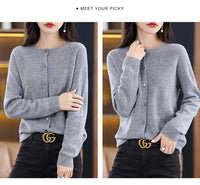 Round Neck Knitted Cardigan for Women, Osmanthus Needle Imitation Outwear Sweater for Women, Loose Spring & Fall Outer Cardigan Sweater Bottoming Shirt