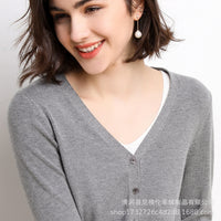 2023 Spring and Autumn New Women's Korean Style Short Fashion Knitted Cardigan Sweater Women's Solid Color Easiest for Match Temperament Jacket