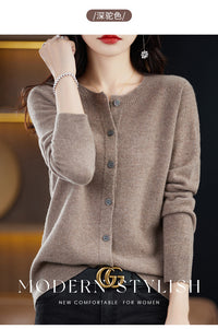 Round Neck Knitted Cardigan for Women, Osmanthus Needle Imitation Outwear Sweater for Women, Loose Spring & Fall Outer Cardigan Sweater Bottoming Shirt