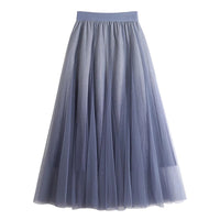 Gradient Starry Sky Bright Silk Mesh Skirt Women's Skirt A- Line Skirt High Waist Large Swing Mesh Pleated Skirt Midi Skirt