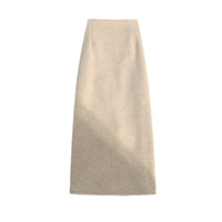 Woolen Midi Skirt for Women, 2026 Spring, Autumn, and Winter Thickened High-Waisted Slit Straight Pencil Skirt