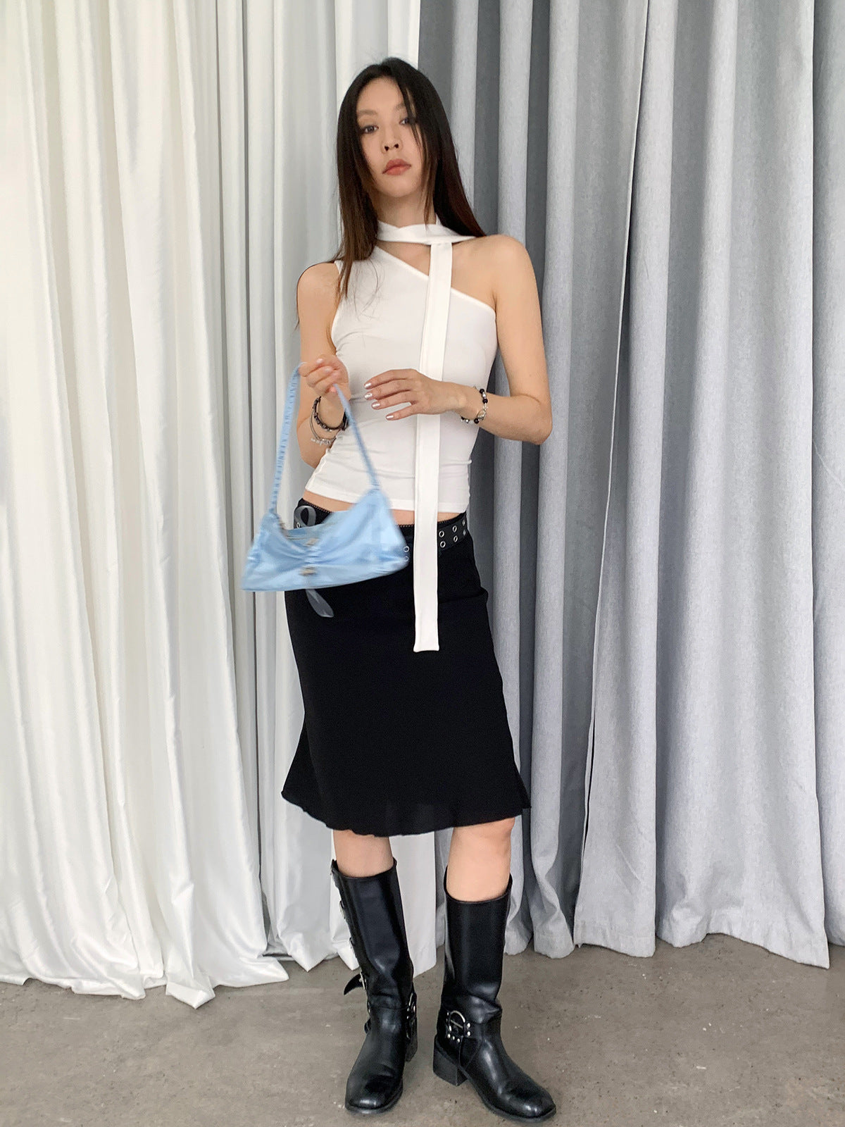 Dorothy South Korea Romantic Vacation Black Mesh Pure Desire Lace Low Waist Midi Fishtail Skirt