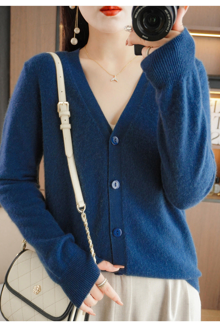 Autumn and Winter Atmosphere Wool Cardigan for Women, Lazy Style Knitted Jacket, Loose Outer Wear, Soft and Gentle, Super Popular on Ins