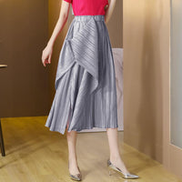 European and American Asymmetric Design One-sided Pendulum One-sided Split Three-house Fold Series Architectural Style Skirt for Women