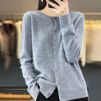 Trendy Knitted Cardigan for Women, Spring and Autumn New Style, Simple Versatile Loose Slimming Soft Round Neck Sweater Jacket