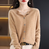 Trendy Knitted Cardigan for Women, Spring and Autumn New Style, Simple Versatile Loose Slimming Soft Round Neck Sweater Jacket
