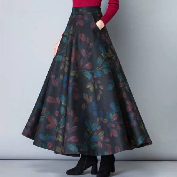 Woolen Skirt Amazon New Women's High Waist Pendant Long Skirt Women's Tight Waist Slim A- line Skirt Large Swing Skirt