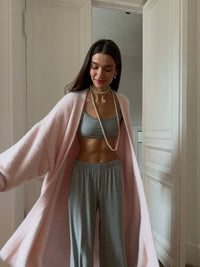 2025 Cross-Border Popular Elegant Soft Knitted Women's Sweater Cardigan Loose Long Casual Versatile