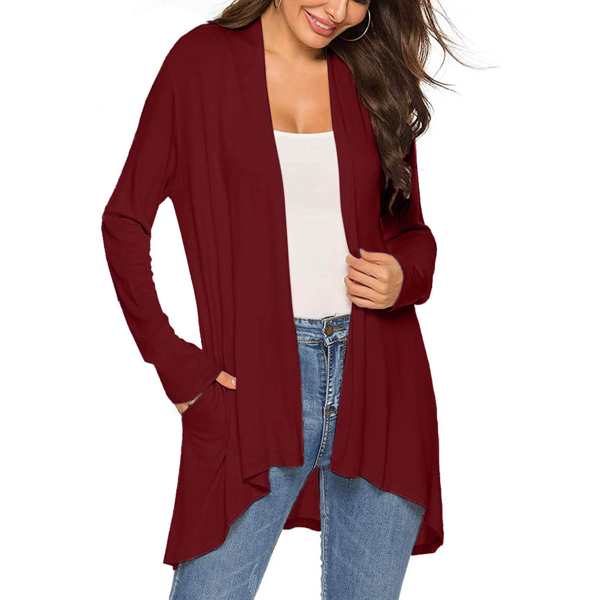 Cross-Border European and American Women's Clothing 2026 Amazon Hot-Selling Women's Knitted Solid Color Long-Sleeve Cardigan Top with Pockets in Stock