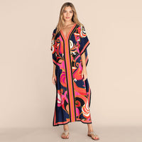 European and American New Positioning Printed Blouse Seaside Vacation Long Dress Loose Blouse Bikini Swimwear Long Gown Women