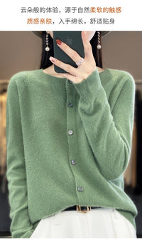 Trendy Knitted Cardigan for Women, Spring and Autumn New Style, Simple Versatile Loose Slimming Soft Round Neck Sweater Jacket