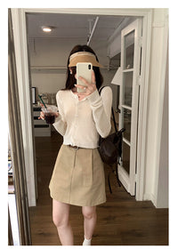 Dopamine Super Nice Long-Sleeved Knitted Cardigan for Women 2025 Summer New Style Petite Anti-Sun Blouse Slim Top