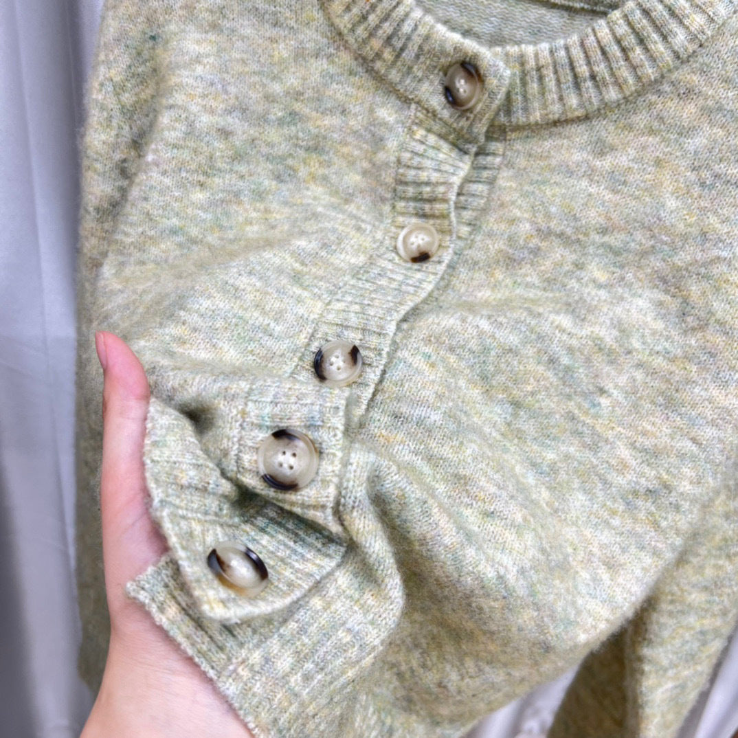 Floral Yarn Round Neck Cardigan Single-Breasted Mohair Soft Waxy Knitted Cardigan for Women Casual Versatile Fashion Versatile