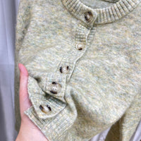Floral Yarn Round Neck Cardigan Single-Breasted Mohair Soft Waxy Knitted Cardigan for Women Casual Versatile Fashion Versatile