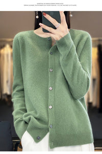 Trendy Knitted Cardigan for Women, Spring and Autumn New Style, Simple Versatile Loose Slimming Soft Round Neck Sweater Jacket