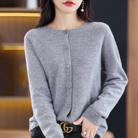Round Neck Knitted Cardigan for Women, Osmanthus Needle Imitation Outwear Sweater for Women, Loose Spring & Fall Outer Cardigan Sweater Bottoming Shirt
