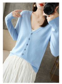 Knitted Cardigan Women's Spring and Autumn Long-Sleeved Sweater Cardigan Thin Age-Reducing Jacket Knitted Sweater Cross-Border Sweater Cardigan Base