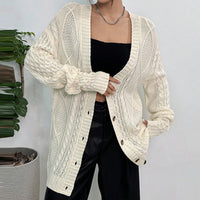 Foreign trade cross-border new hand hook flower sweet knitted cardigan sweater coat women's lazy casual loose sweater
