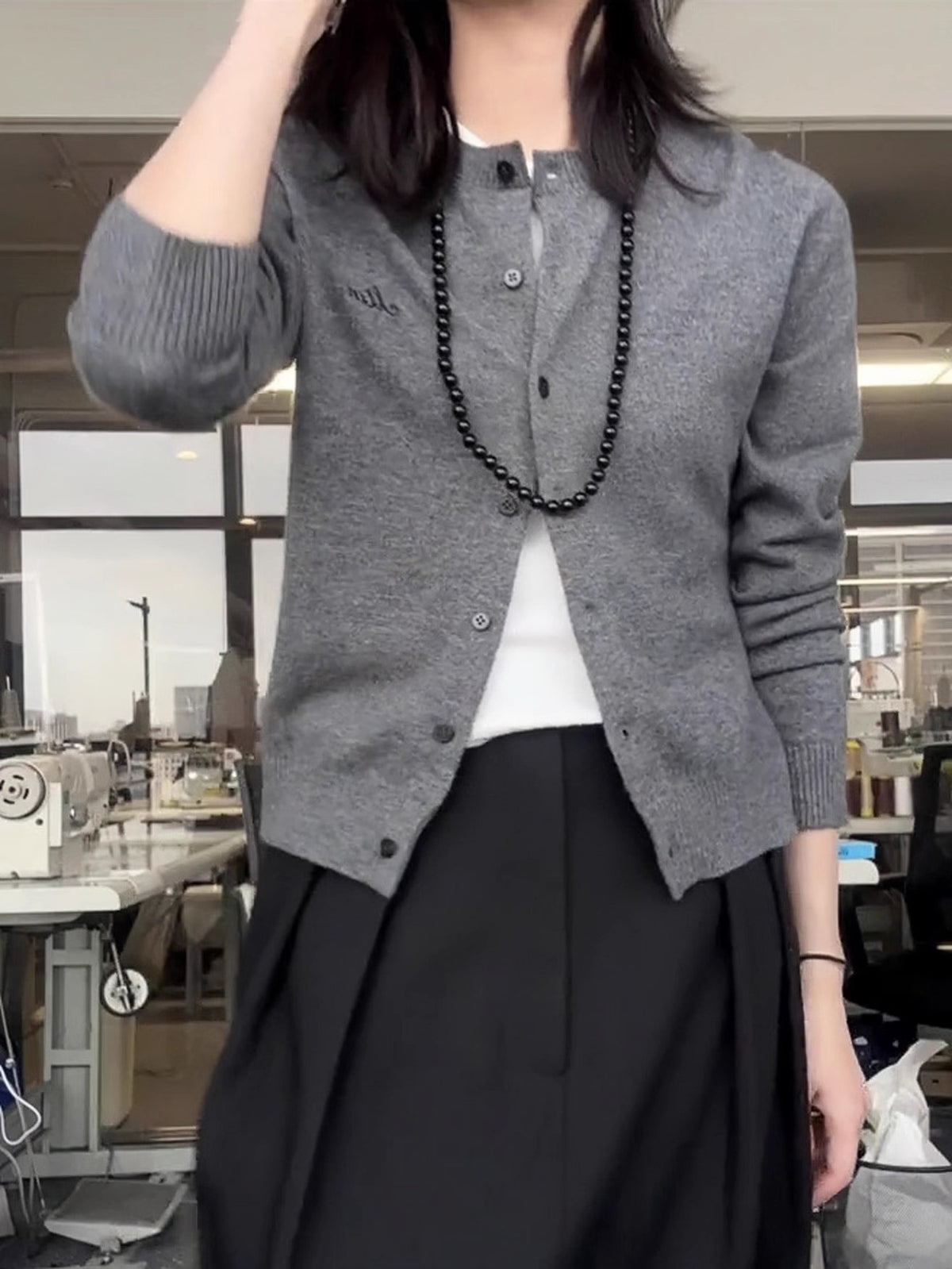 Fashionable All-match Autumn New Single-breasted Casual Cardigan Women's Loose Slimming Long-sleeved Knitted Jacket