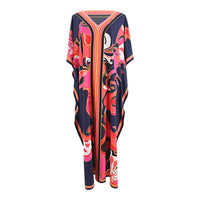 European and American New Positioning Printed Blouse Seaside Vacation Long Dress Loose Blouse Bikini Swimwear Long Gown Women