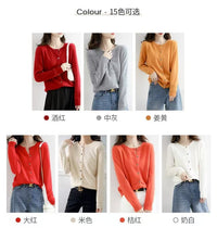 Autumn and Winter New Round Neck Knitted Cardigan Women's Loose Large Size Sweater Versatile Jacket Pure Color Bottoming Wool Jacket