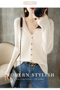 Knitted Cardigan Women's Spring and Autumn Long-Sleeved Sweater Cardigan Thin Age-Reducing Jacket Knitted Sweater Cross-Border Sweater Cardigan Base