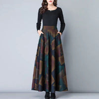 Woolen Skirt Amazon New Women's High Waist Pendant Long Skirt Women's Tight Waist Slim A- line Skirt Large Swing Skirt