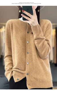 Trendy Knitted Cardigan for Women, Spring and Autumn New Style, Simple Versatile Loose Slimming Soft Round Neck Sweater Jacket