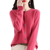 Trendy Knitted Cardigan for Women, Spring and Autumn New Style, Simple Versatile Loose Slimming Soft Round Neck Sweater Jacket