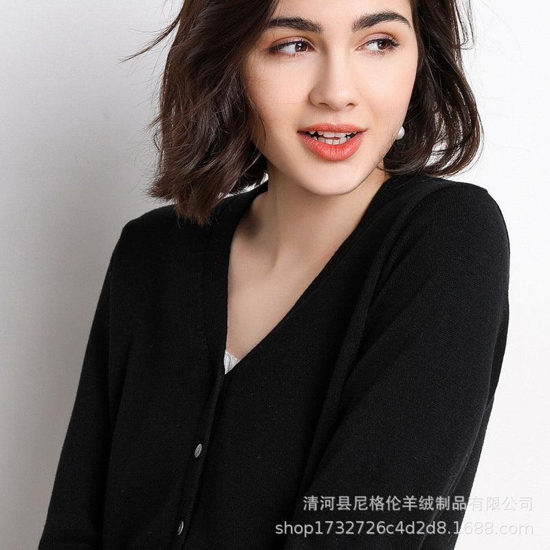 2023 Spring and Autumn New Women's Korean Style Short Fashion Knitted Cardigan Sweater Women's Solid Color Easiest for Match Temperament Jacket