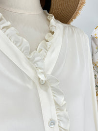 Silk Shirt for Women 2026 Early Spring New French Crepe De Chine Blouse White Commuter Lace 100% Mulberry Silk Top