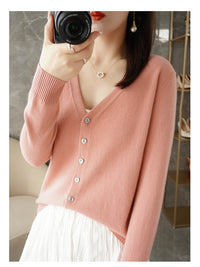 Knitted Cardigan Women's Spring and Autumn Long-Sleeved Sweater Cardigan Thin Age-Reducing Jacket Knitted Sweater Cross-Border Sweater Cardigan Base