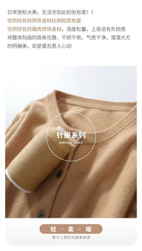 Autumn and Winter New Round Neck Knitted Cardigan Women's Loose Large Size Sweater Versatile Jacket Pure Color Bottoming Wool Jacket