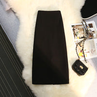 Woolen Midi Skirt for Women, 2026 Spring, Autumn, and Winter Thickened High-Waisted Slit Straight Pencil Skirt