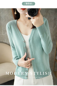 Knitted Cardigan Women's Spring and Autumn Long-Sleeved Sweater Cardigan Thin Age-Reducing Jacket Knitted Sweater Cross-Border Sweater Cardigan Base