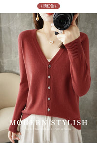 Knitted Cardigan Women's Spring and Autumn Long-Sleeved Sweater Cardigan Thin Age-Reducing Jacket Knitted Sweater Cross-Border Sweater Cardigan Base