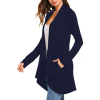 Cross-Border European and American Women's Clothing 2026 Amazon Hot-Selling Women's Knitted Solid Color Long-Sleeve Cardigan Top with Pockets in Stock