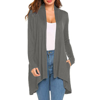 Cross-Border European and American Women's Clothing 2026 Amazon Hot-Selling Women's Knitted Solid Color Long-Sleeve Cardigan Top with Pockets in Stock