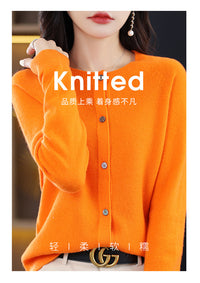 Round Neck Knitted Cardigan for Women, Osmanthus Needle Imitation Outwear Sweater for Women, Loose Spring & Fall Outer Cardigan Sweater Bottoming Shirt