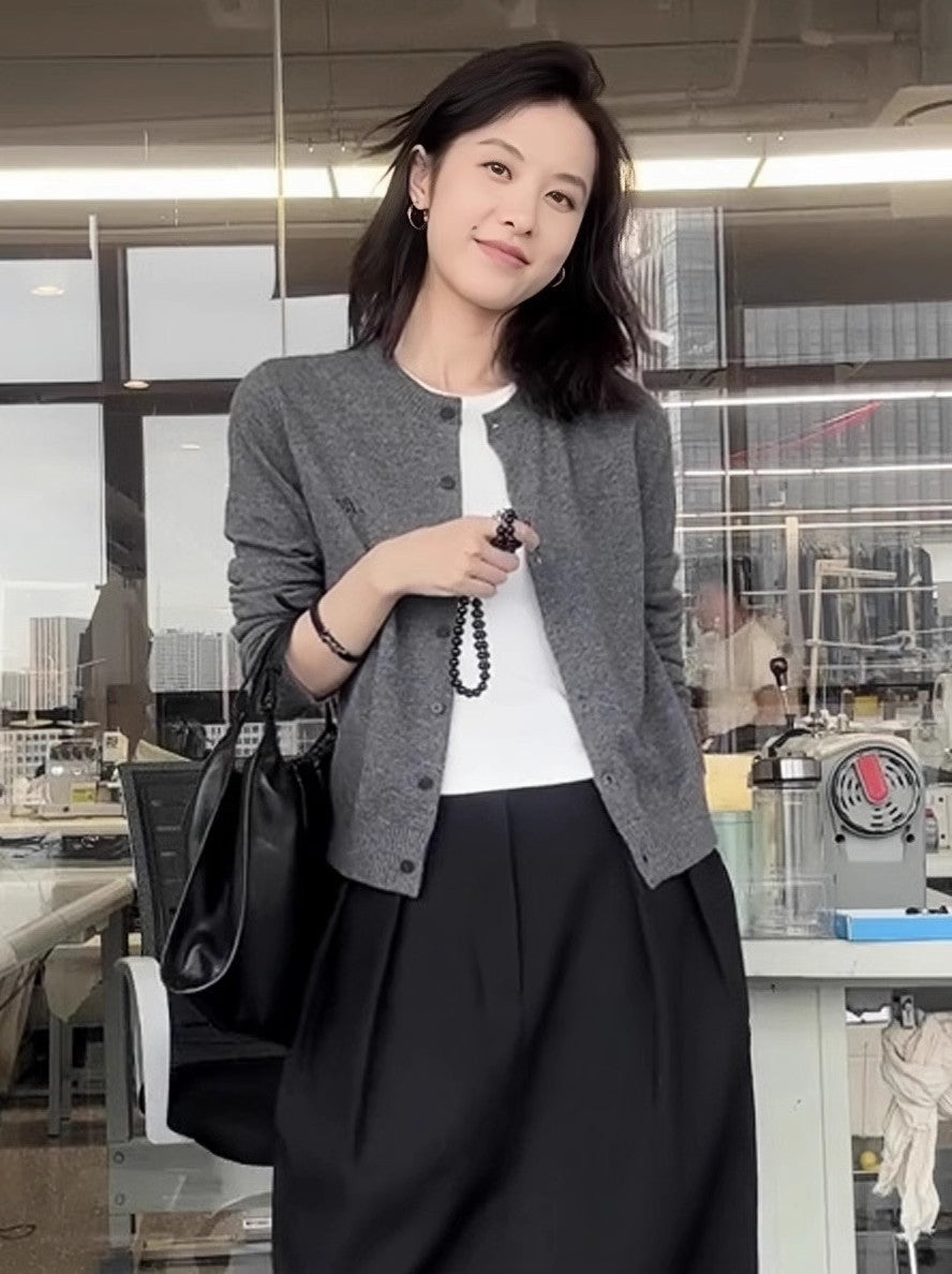 Fashionable All-match Autumn New Single-breasted Casual Cardigan Women's Loose Slimming Long-sleeved Knitted Jacket