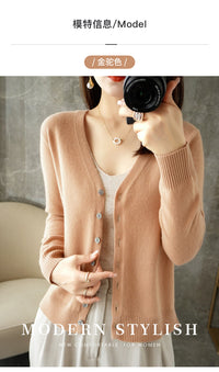 Knitted Cardigan Women's Spring and Autumn Long-Sleeved Sweater Cardigan Thin Age-Reducing Jacket Knitted Sweater Cross-Border Sweater Cardigan Base